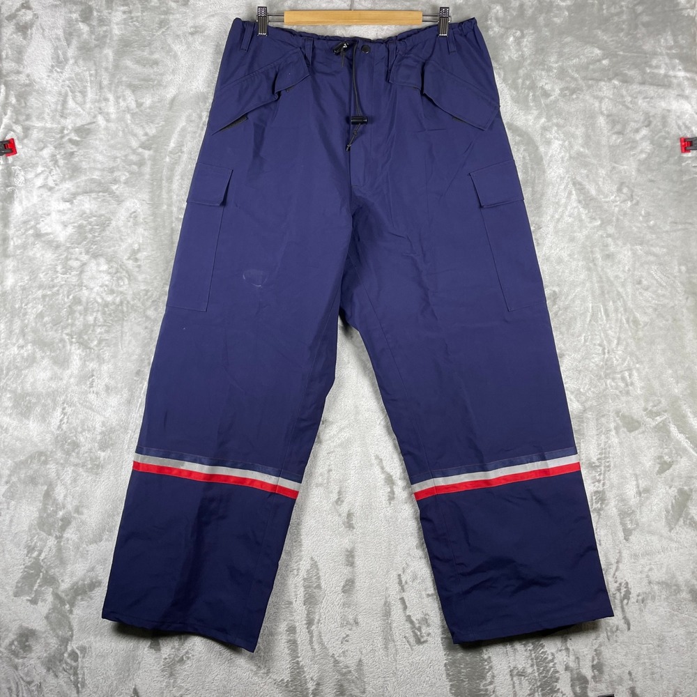 Gore-Tex Cargo Pants Mens Medium Blue USPS Rain Overpants Reflective Stripe